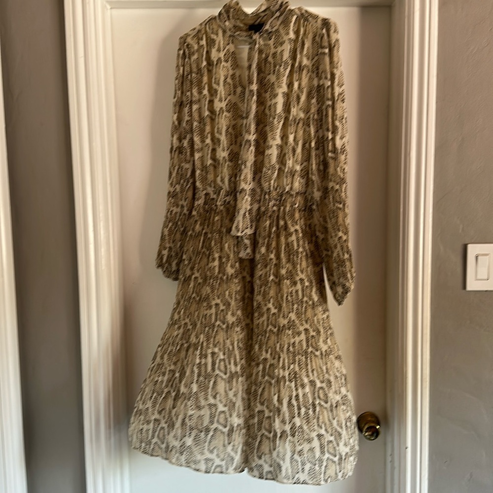 Current Air Olivia Snake-Printed Midi Dress Neutral